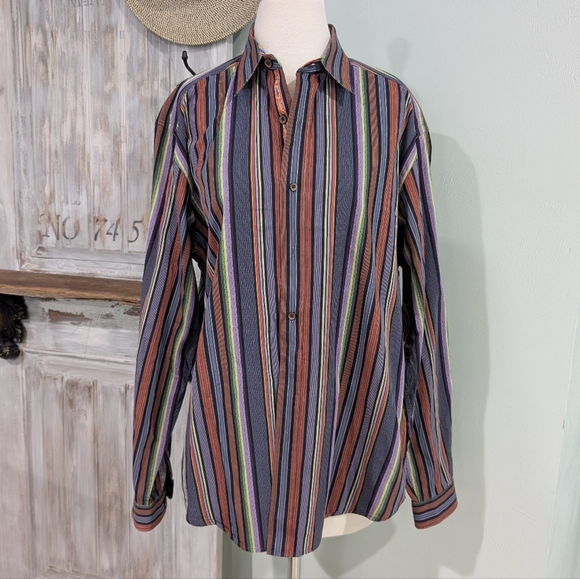 Robert Graham Other - 💜SOLD🤎Robert Graham Vibrant Striped Button Down Shirt